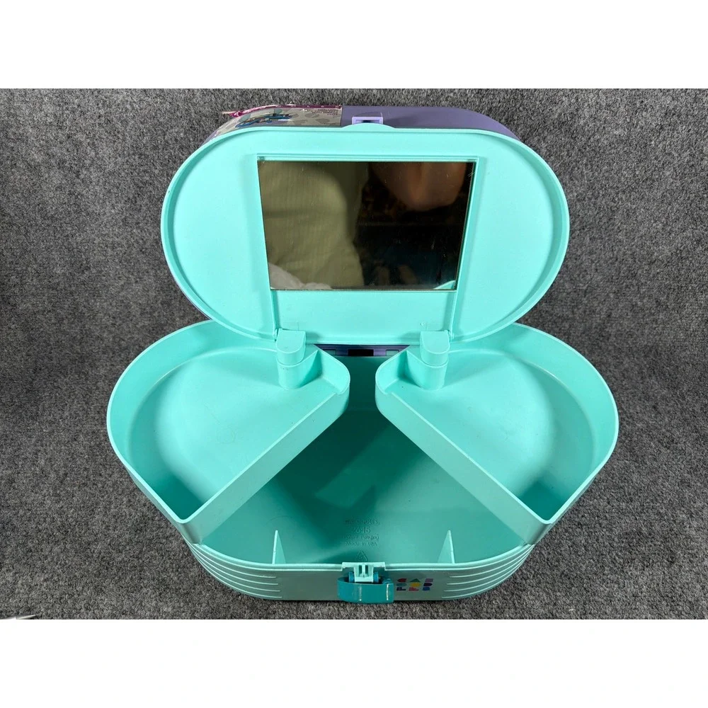 Vintage Caboodles 2615 Signature 2-Swing Tray Cosmetic Organizer Purple Teal 90s